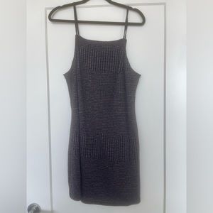 Multi color threaded black bodycon dress